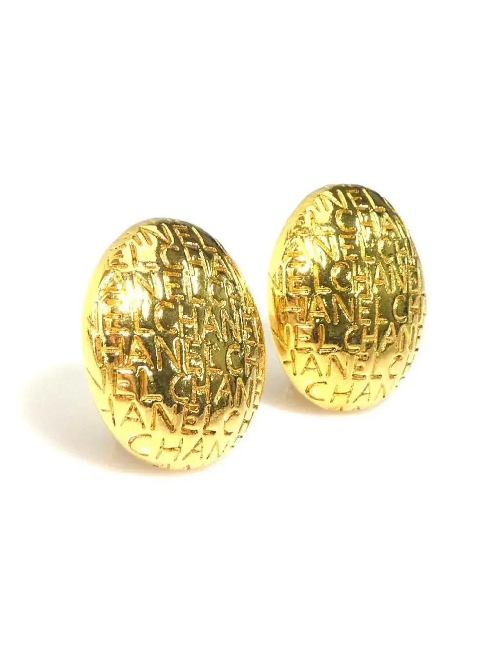 Auth Chanel Logo Clip On Earrings Gold #293942C23B
